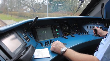 Danish train driver starting his route.