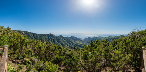 Fototapeta na wymiar Spectacular panorama view of forest covering atlantic island.