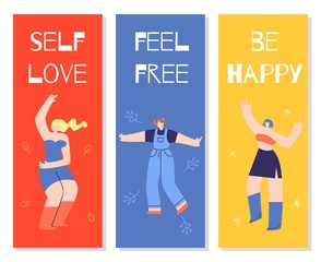 Dancing Girls Motivational Color Cards Flat Banner