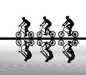 silhouette  cyclists bicycle riders on white background.