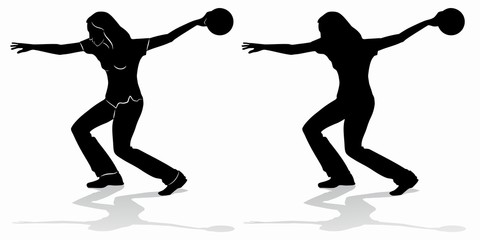 silhouette player bowling. vector drawing
