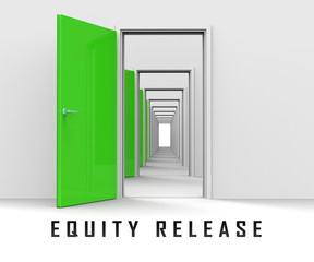 Equity Release Doorway Depicts Money From Mortgage Or Loan From House - 3d Illustration