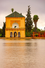 Saadian garden pavilion of the Menara gardens in Marrakech, Morocco, Africa