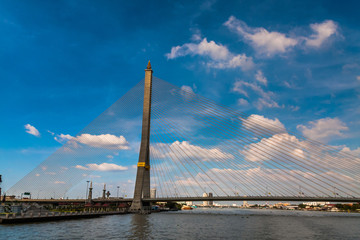 The Rama VIII Bridge on the Chao Phraya River, Bangkok