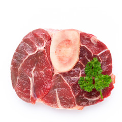 Fresh raw bio  beef steak isolated on white background.