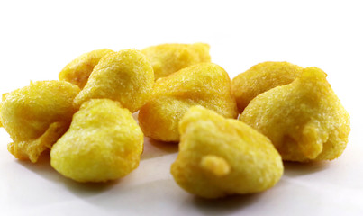 Isolated top view of Basin pakoda or pakora, Top shot of Popular