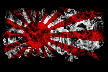 Smoking flag of Japan - rising sun - obrazy, fototapety, plakaty