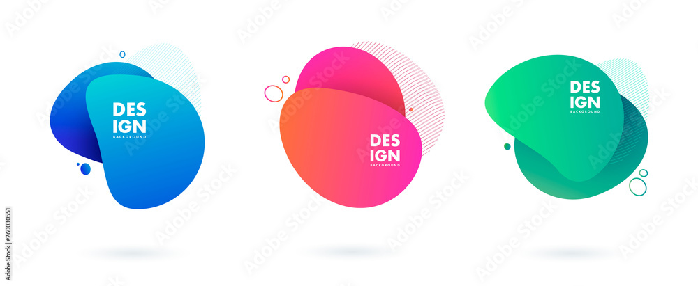 Wall mural set of abstract modern graphic elements. dynamical colored forms and line. gradient abstract banners