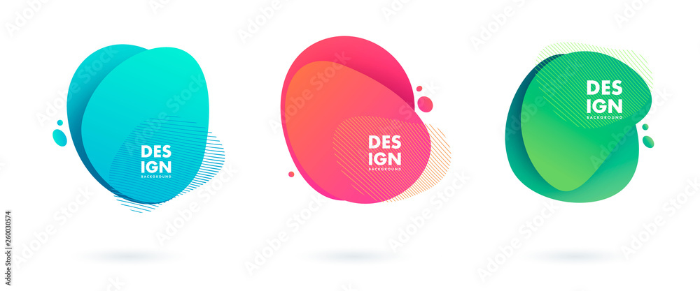 Wall mural set of abstract modern graphic elements. dynamical colored forms and line. gradient abstract banners