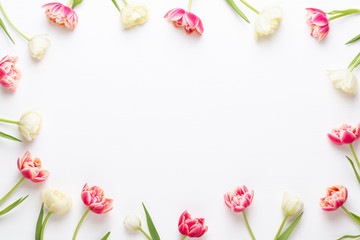 Obraz na płótnie Canvas Spring flowers tulips on pastel colors background. Retro vintage style.
