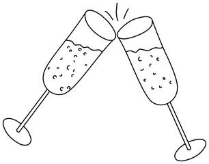 Wine glass outline clipart. Vector coloring book page.