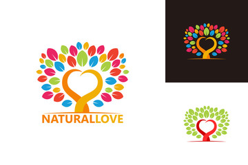 Natural Love Logo Template Design Vector, Emblem, Design Concept, Creative Symbol, Icon