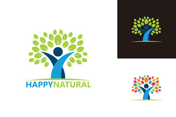 Happy Tree Logo Template Design Vector, Emblem, Design Concept, Creative Symbol, Icon