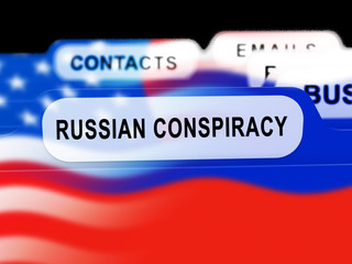 Russian Conspiracy Scheme Folder. Politicians Conspiring With Foreign Governments 3d Illustration