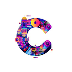 Vector colorful alphabet font letter C for logo, illustration, and background