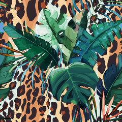 Nahtloses Muster des Leoparden. Tigerhaut-Hintergrund. Tierdruck. Vektor-Illustration