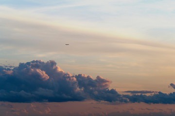 Airplane is going into clouds