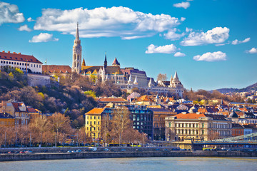 Fototapeta premium Budapest Danube river historic waterfront architecture springtime view