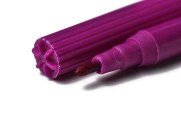 Purple felt pen isolated on a white background.Felt pen copy space