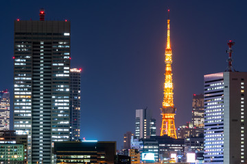 Tokyo tower and cityscape in Japan.