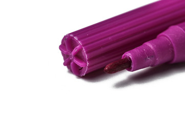 Purple felt pen isolated on a white background.Felt pen copy space