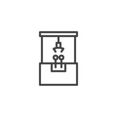 Claw machine line icon. linear style sign for mobile concept and web design. Claw crane arcade machine outline vector icon. Symbol, logo illustration. Pixel perfect vector graphics