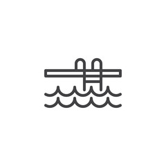 Swimming pool ladder line icon. linear style sign for mobile concept and web design. swimming pool water outline vector icon. Symbol, logo illustration. Pixel perfect vector graphics