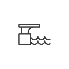 Swimming pool diving platform line icon. linear style sign for mobile concept and web design. Jump Board swimming pool outline vector icon. Symbol, logo illustration. Pixel perfect vector graphics