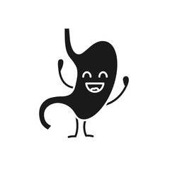 Smiling stomach character glyph icon