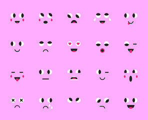 Set of Emoticons Stickers, Emoji. Vector Illustration.