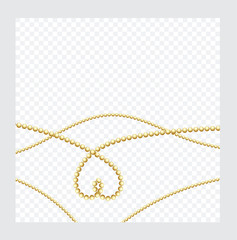 Golden or Bronze Color Round Chain. Realistic String Beads insulated. Decorative element. Gold Bead Design. Vector illustration.