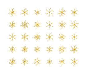 Big Set of Snowflakes Winter Christmas Xmas Design Vector Elements.