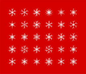 Naklejka na ściany i meble Big Set of Snowflakes Winter Christmas Xmas Design Vector Elements.