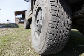 Off-roar car wheel closeup