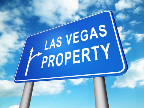 Las Vegas Real Estate Sign Depicts Houses And Homes In Nevada - 3d Illustration