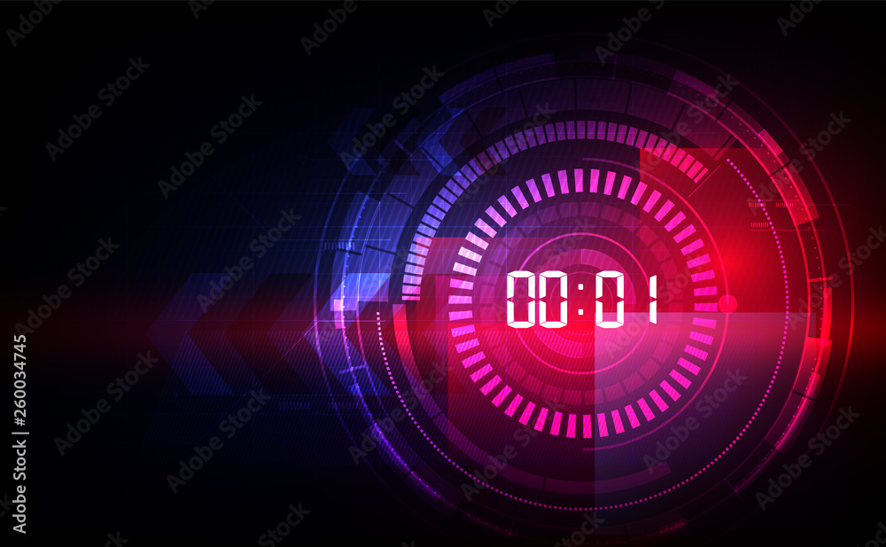 Poster abstract futuristic technology background with digital number timer concept and countdown, vector tr