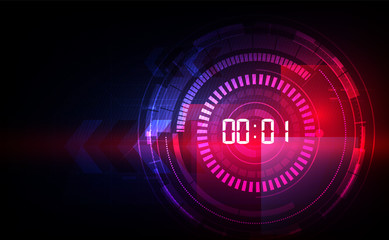 Abstract Futuristic Technology Background with Digital number timer concept and countdown, vector transparent