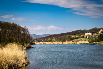 Lake and forest in early spring. Sumarice lake by the Kragujevac.