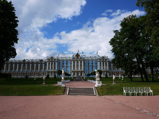 Catherine Park, Tsarskoye Selo. Catherine Palace in Russia, St. Petersburg, visited by tourists...