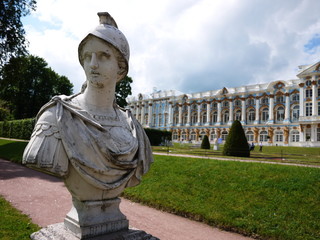 Catherine Park, Tsarskoye Selo. Catherine Palace in Russia, St. Petersburg, visited by tourists...