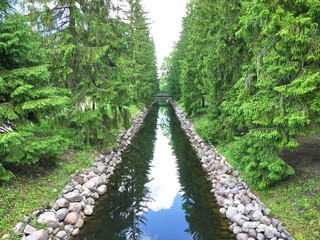 Catherine Park, Tsarskoye Selo. Catherine Palace in Russia, St. Petersburg, visited by tourists...
