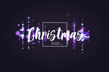 Bokeh sparkle Christmas 2020 background. Glitter lights luxury glamor background. Abstract defocused circular party magic christmas lights. New year glamorous elegant, shiny background. EPS 10.