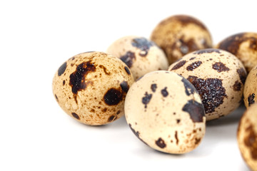 quail eggs isolated on white background. close up