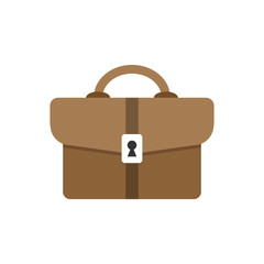 Briefcase sign icon in flat style. Suitcase vector illustration on white isolated background. Baggage business concept.
