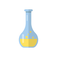 Chemistry beakers sign icon in flat style. Flask test tube vector illustration on white isolated background. Alchemy business concept.