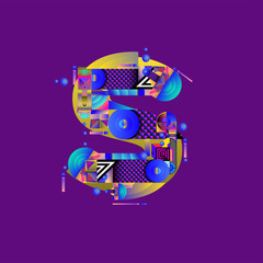 Vector colorful alphabet font letter S for logo, illustration, and background