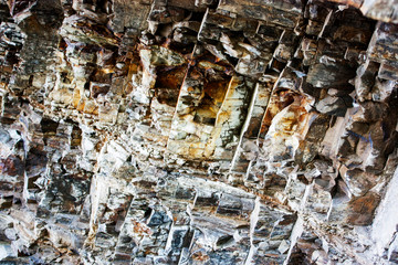 Layered sedimentary rocks in the cliffs of the North Caucasus