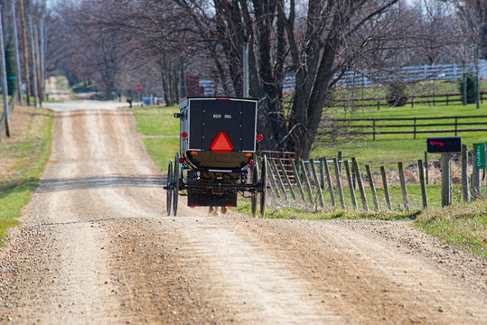 Amish Buggy on Rural Gravel Road