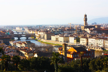 panorama of the roofs of the city of Florence, the Tuscan capital, seen from the top of a small...