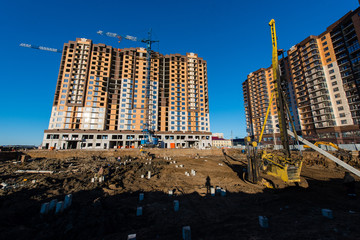 The foundation of a new high-rise building